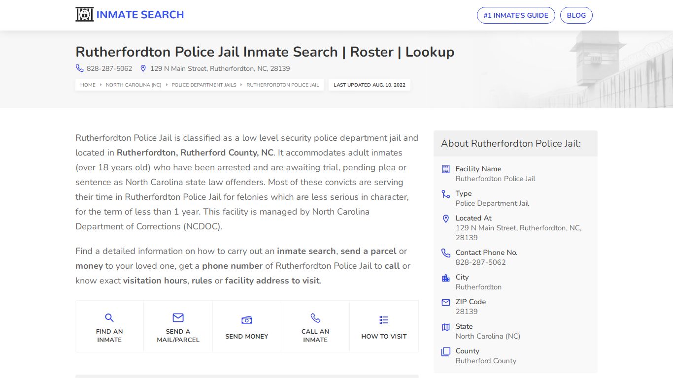 Rutherfordton Police Jail Inmate Search | Roster | Lookup